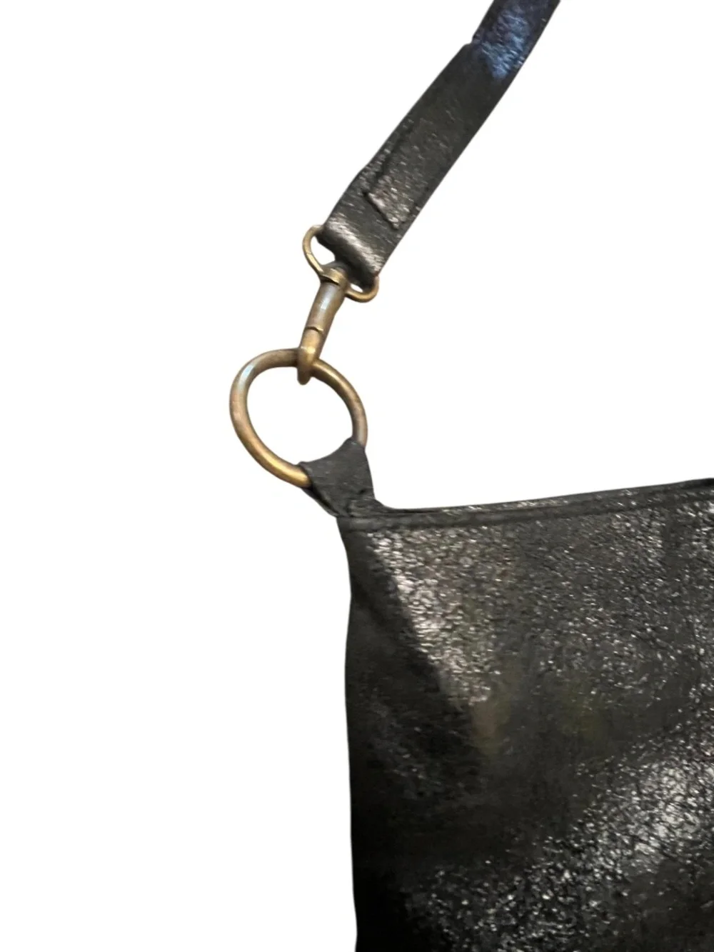 Garniel Women's Slouchy hobo Dark, metallic or high-sheen black leather finish,